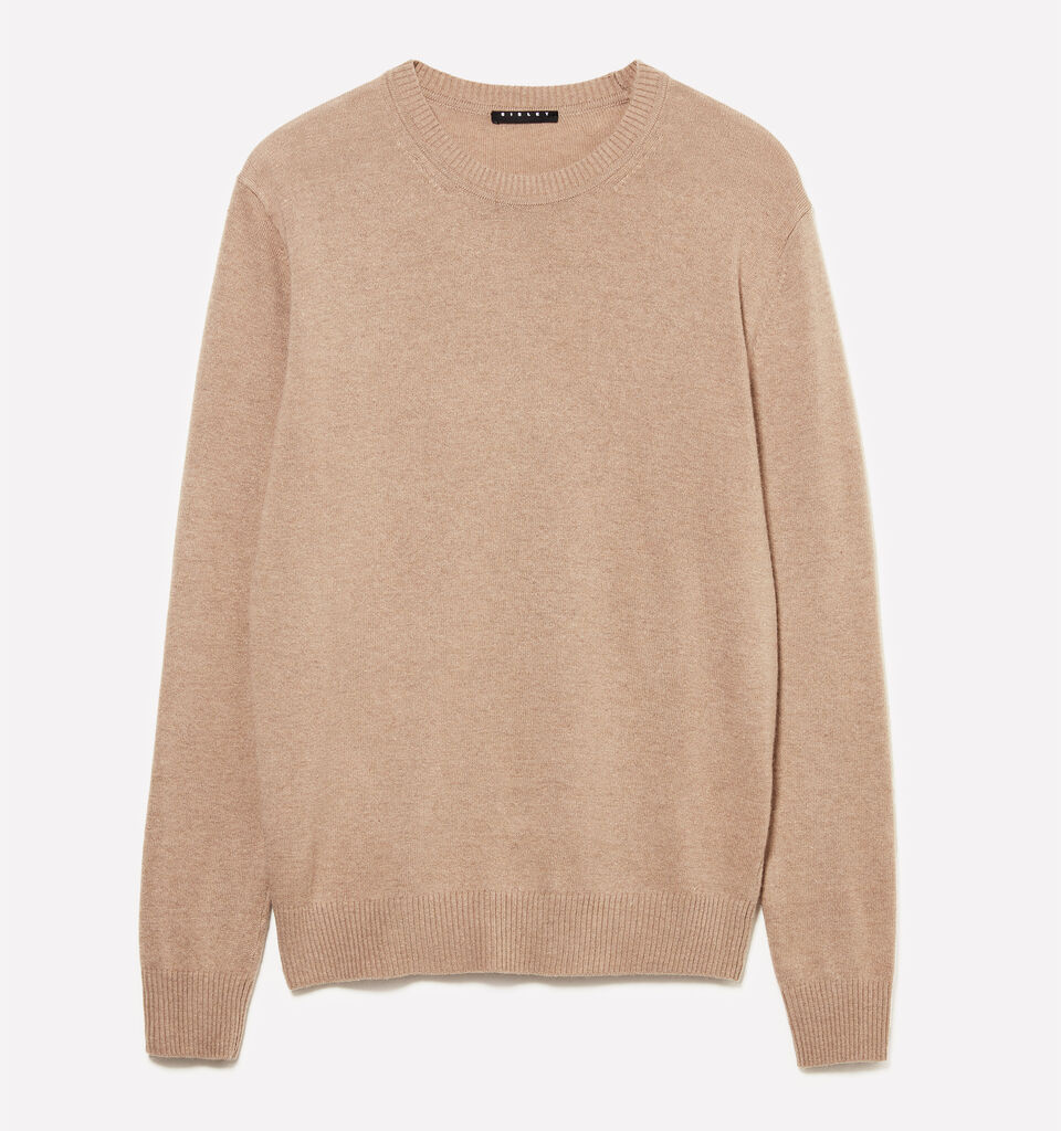 Camisola de gola redonda regular fit bege escuro - camisolas gola redonda para homem - Bege | Sisley image number 1